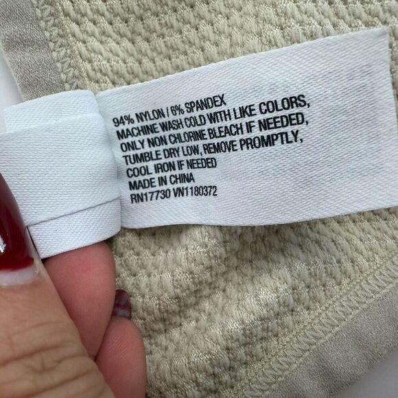 Colsie Racerback One Piece Romper Henley Waffle Knit Stretch Beige/Taupe Sz L - Picture 7 of 13